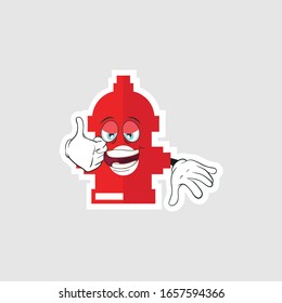 color sticker with funny cartoon character isolated on white. Fire Pump cartoon characters design with expression. you can use for stickers, pins or patches