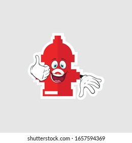 color sticker with funny cartoon character isolated on white. Fire Pump cartoon characters design with expression. you can use for stickers, pins or patches