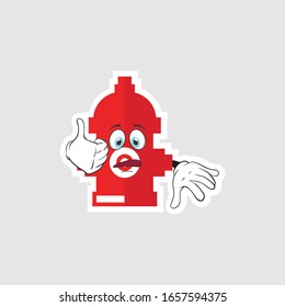 color sticker with funny cartoon character isolated on white. Fire Pump cartoon characters design with expression. you can use for stickers, pins or patches
