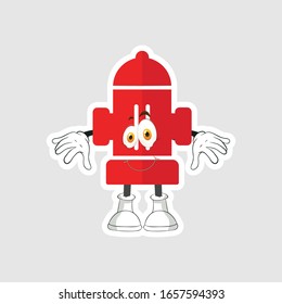 color sticker with funny cartoon character isolated on white. Fire Pump cartoon characters design with expression. you can use for stickers, pins or patches