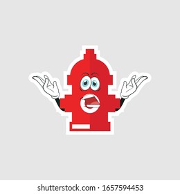 color sticker with funny cartoon character isolated on white. Fire Pump cartoon characters design with expression. you can use for stickers, pins or patches
