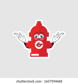color sticker with funny cartoon character isolated on white. Fire Pump cartoon characters design with expression. you can use for stickers, pins or patches