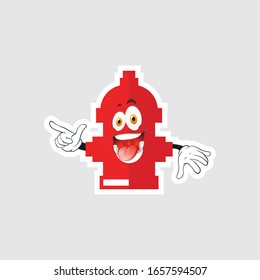 color sticker with funny cartoon character isolated on white. Fire Pump cartoon characters design with expression. you can use for stickers, pins or patches