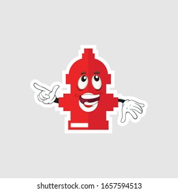 color sticker with funny cartoon character isolated on white. Fire Pump cartoon characters design with expression. you can use for stickers, pins or patches