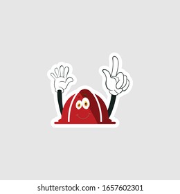 color sticker with funny cartoon character isolated on white. firefighter cartoon characters. you can use for stickers, pins or patches