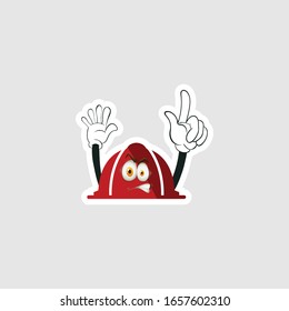 color sticker with funny cartoon character isolated on white. firefighter cartoon characters. you can use for stickers, pins or patches