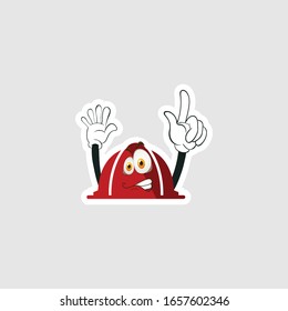 color sticker with funny cartoon character isolated on white. firefighter cartoon characters. you can use for stickers, pins or patches