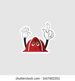 color sticker with funny cartoon character isolated on white. firefighter cartoon characters. you can use for stickers, pins or patches