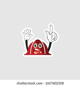 color sticker with funny cartoon character isolated on white. firefighter cartoon characters. you can use for stickers, pins or patches