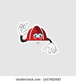 color sticker with funny cartoon character isolated on white. firefighter cartoon characters. you can use for stickers, pins or patches