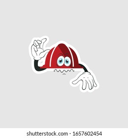 color sticker with funny cartoon character isolated on white. firefighter cartoon characters. you can use for stickers, pins or patches