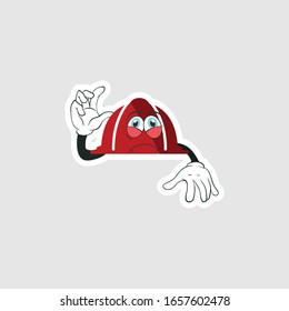 color sticker with funny cartoon character isolated on white. firefighter cartoon characters. you can use for stickers, pins or patches