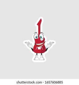 color sticker with funny cartoon character isolated on white. guitar cartoon characters. you can use for stickers, pins or patches