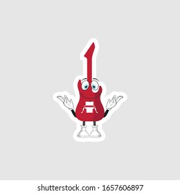 color sticker with funny cartoon character isolated on white. guitar cartoon characters. you can use for stickers, pins or patches