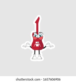 color sticker with funny cartoon character isolated on white. guitar cartoon characters. you can use for stickers, pins or patches