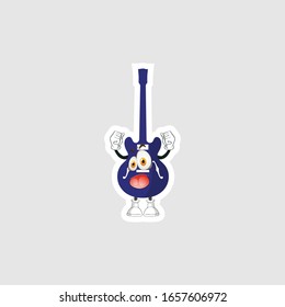 color sticker with funny cartoon character isolated on white. guitar cartoon characters. you can use for stickers, pins or patches