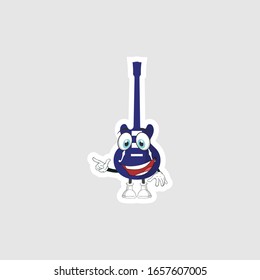 color sticker with funny cartoon character isolated on white. guitar cartoon characters. you can use for stickers, pins or patches