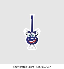 color sticker with funny cartoon character isolated on white. guitar cartoon characters. you can use for stickers, pins or patches