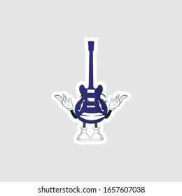 color sticker with funny cartoon character isolated on white. guitar cartoon characters. you can use for stickers, pins or patches