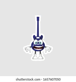 color sticker with funny cartoon character isolated on white. guitar cartoon characters. you can use for stickers, pins or patches