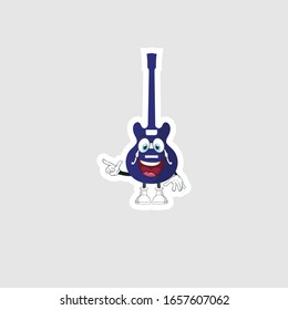 color sticker with funny cartoon character isolated on white. guitar cartoon characters. you can use for stickers, pins or patches