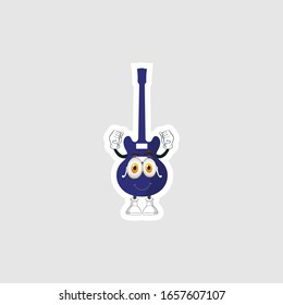 color sticker with funny cartoon character isolated on white. guitar cartoon characters. you can use for stickers, pins or patches