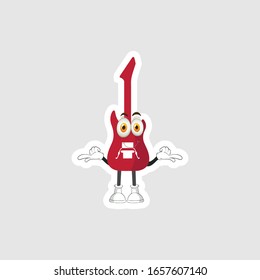 color sticker with funny cartoon character isolated on white. guitar cartoon characters. you can use for stickers, pins or patches