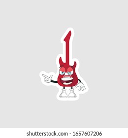 color sticker with funny cartoon character isolated on white. guitar cartoon characters. you can use for stickers, pins or patches