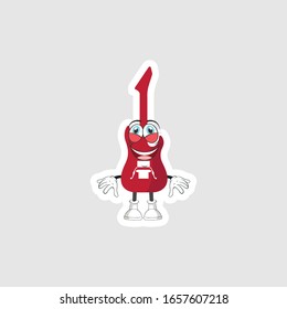 color sticker with funny cartoon character isolated on white. guitar cartoon characters. you can use for stickers, pins or patches