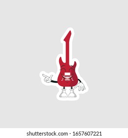 color sticker with funny cartoon character isolated on white. guitar cartoon characters. you can use for stickers, pins or patches