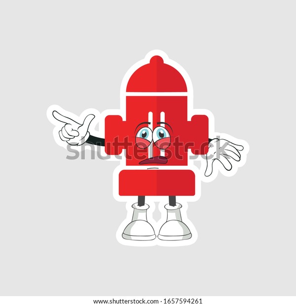 color sticker with funny
cartoon character isolated on white. Fire Pump cartoon characters
design with expression. you can use for stickers, pins or
patches