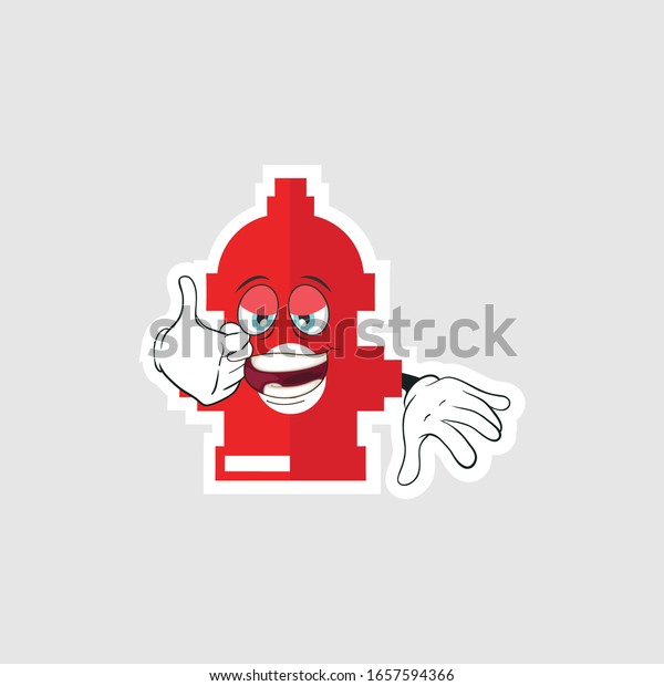 color sticker with funny\
cartoon character isolated on white. Fire Pump cartoon characters\
design with expression. you can use for stickers, pins or\
patches