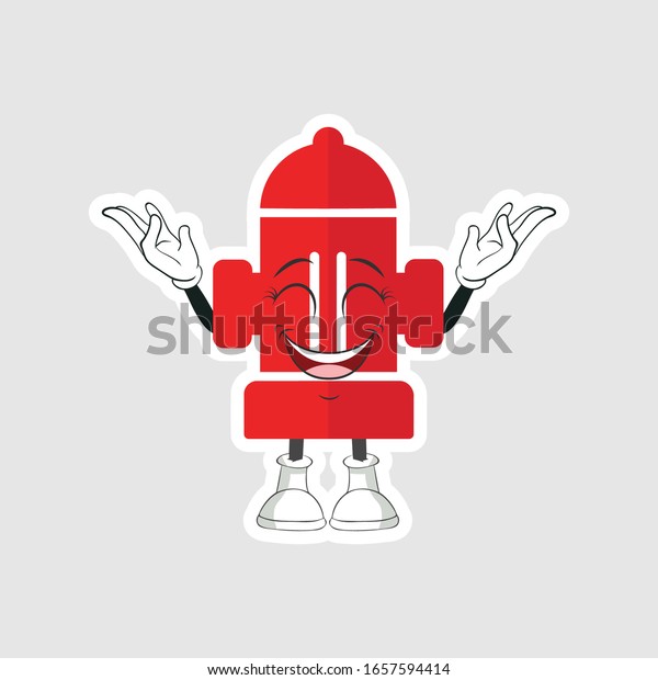 color sticker with funny
cartoon character isolated on white. Fire Pump cartoon characters
design with expression. you can use for stickers, pins or
patches