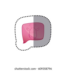 color sticker with giraffe face in square speech vector illustration