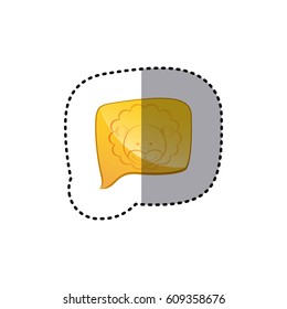 color sticker with lion face in square speech vector illustration