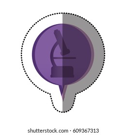 color sticker with microscope icon in circular speech vector illustration
