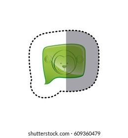 color sticker with monkey face in square speech vector illustration