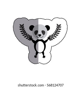color sticker with panda bear and olive branchs and middle shadow