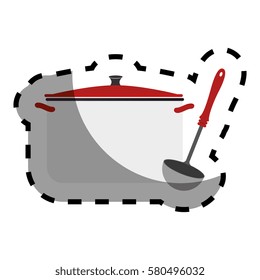 color sticker with pans and soup ladle
