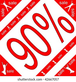 Color sticker set 90%. vector illustration