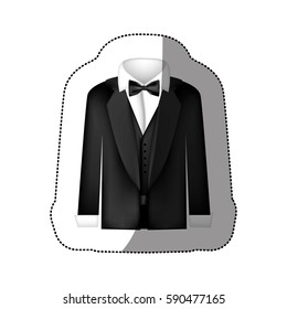 color sticker shirt with bow tie and coat icon, vector illustraction design