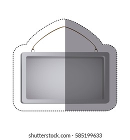 color sticker silhouette with rectangular frame mirror with chain vector illustration