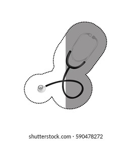 color sticker stethoscope icon, vector illustraction design image