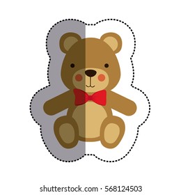 color sticker with teddy bear with bow tie and middle shadow