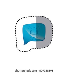 color sticker with zebra face in square speech vector illustration