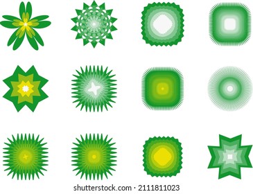 Color stickers, geometric and flower shapes. Stickers or patches for preview tags, labels. Vector illustration, flat style modern labels