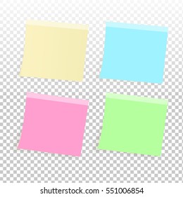 color sticky note isolated on transparent background. Vector illustration.