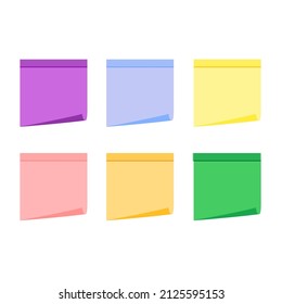 Color sticky paper notes. Vector.