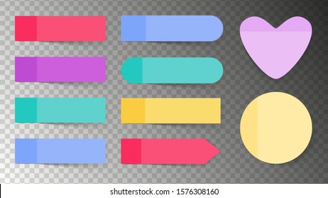 Color sticky set. Note paper and memo sticks vector isolated on transparent