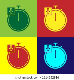 Color Stopwatch icon isolated on color background. Time timer sign. Chronometer.  Vector Illustration